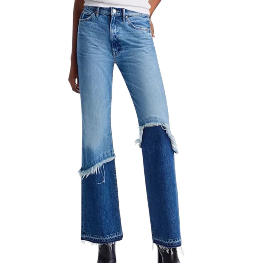 NWT Mother Superior Dual Desperado Sneak High Rise Jeans Double Whammy Size 24